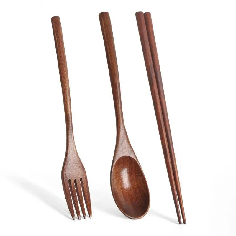 Spoon Fork Chopsticks Portable Cutlery Wooden Cutlery Set Travel