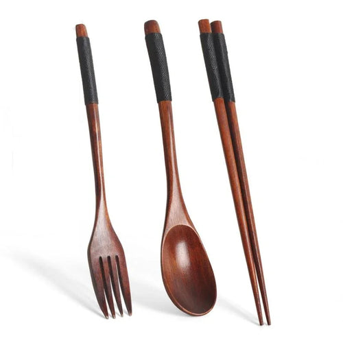 Spoon Fork Chopsticks Portable Cutlery Wooden Cutlery Set Travel