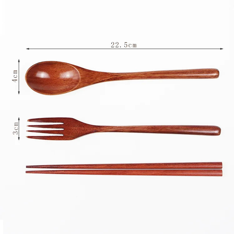 Spoon Fork Chopsticks Portable Cutlery Wooden Cutlery Set Travel