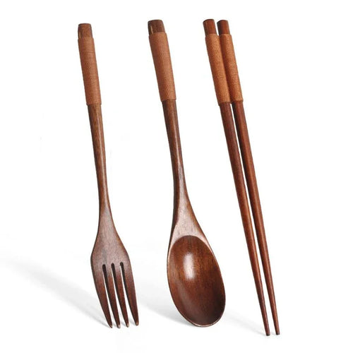 Spoon Fork Chopsticks Portable Cutlery Wooden Cutlery Set Travel